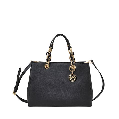 michael kors cynthia logo large black satchels|Michael Kors.